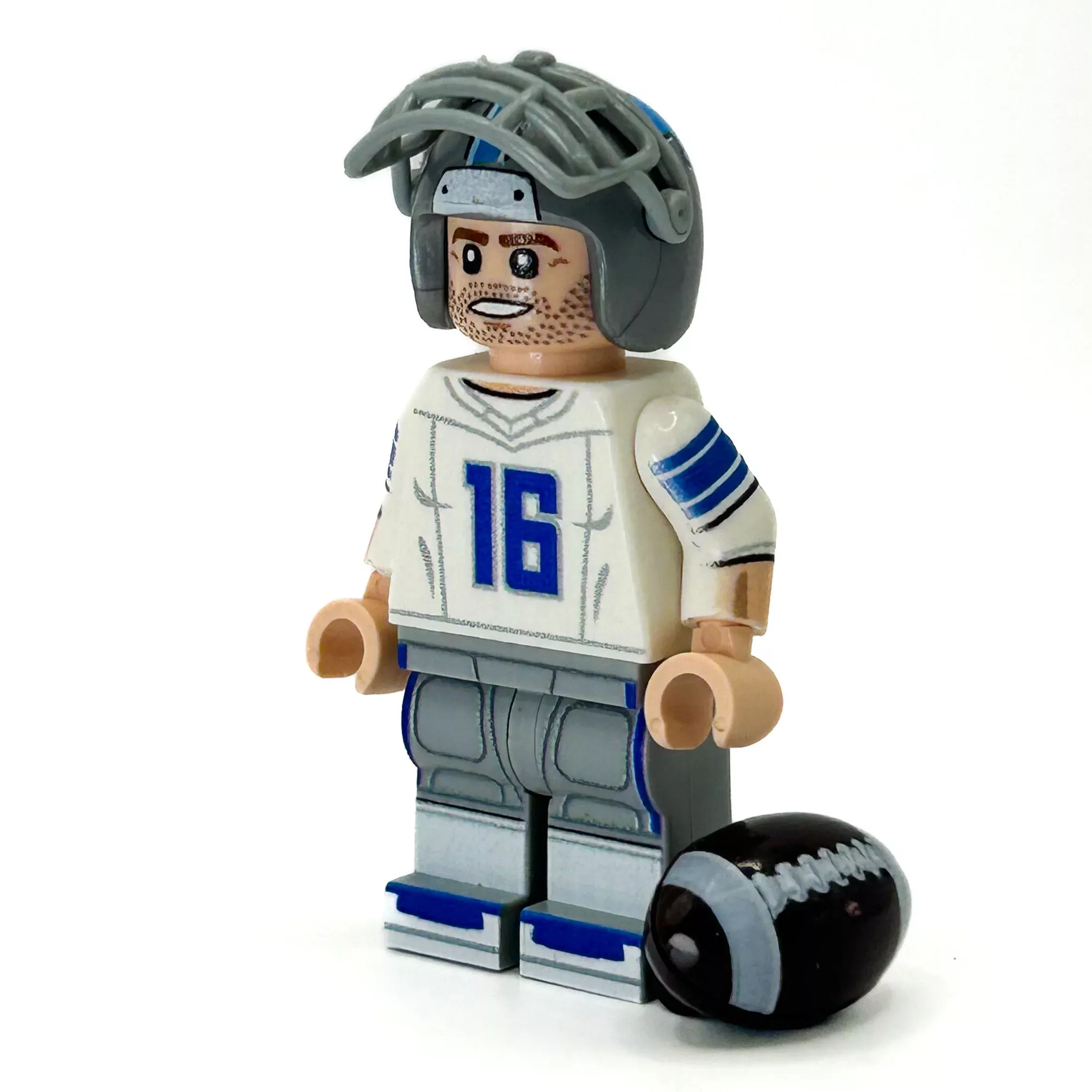 #16 Lions QB Football Player Minifig – B3 Customs