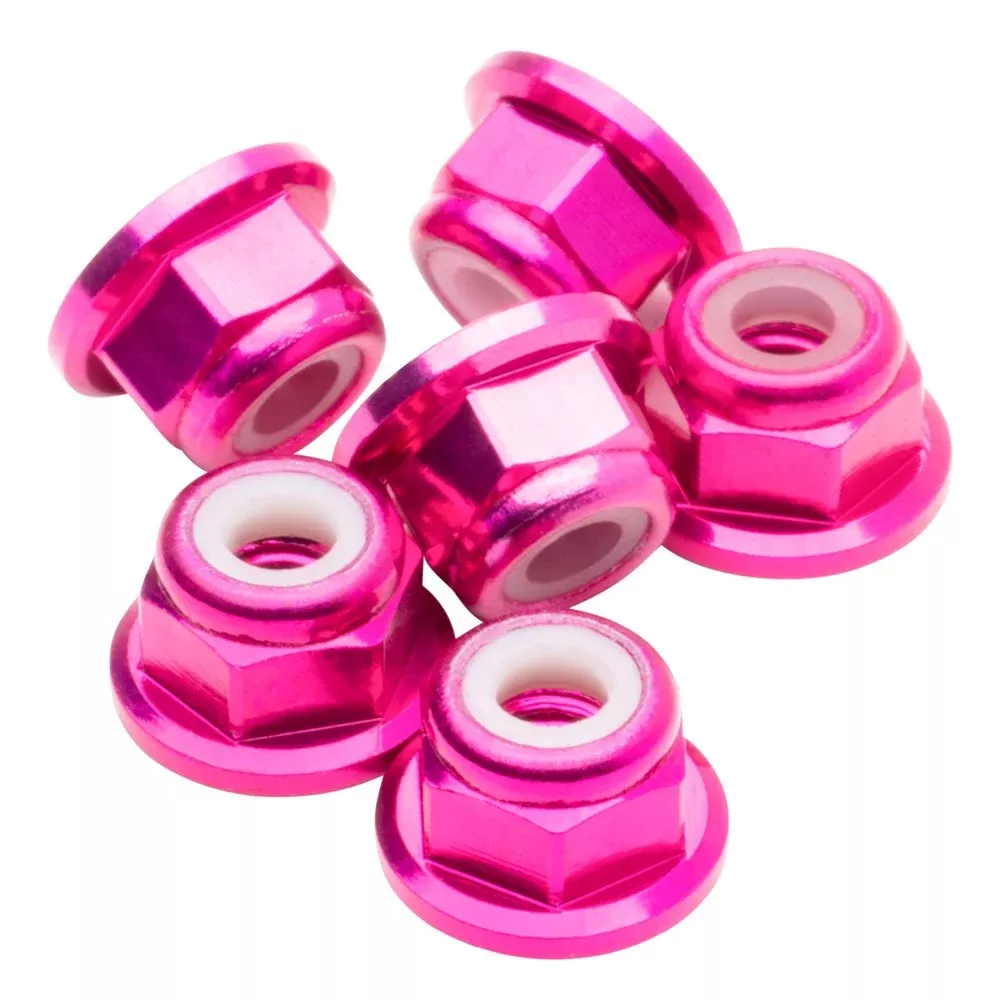 1up Racing Premium Aluminum Locknuts M3 Flanged – Hot Pink