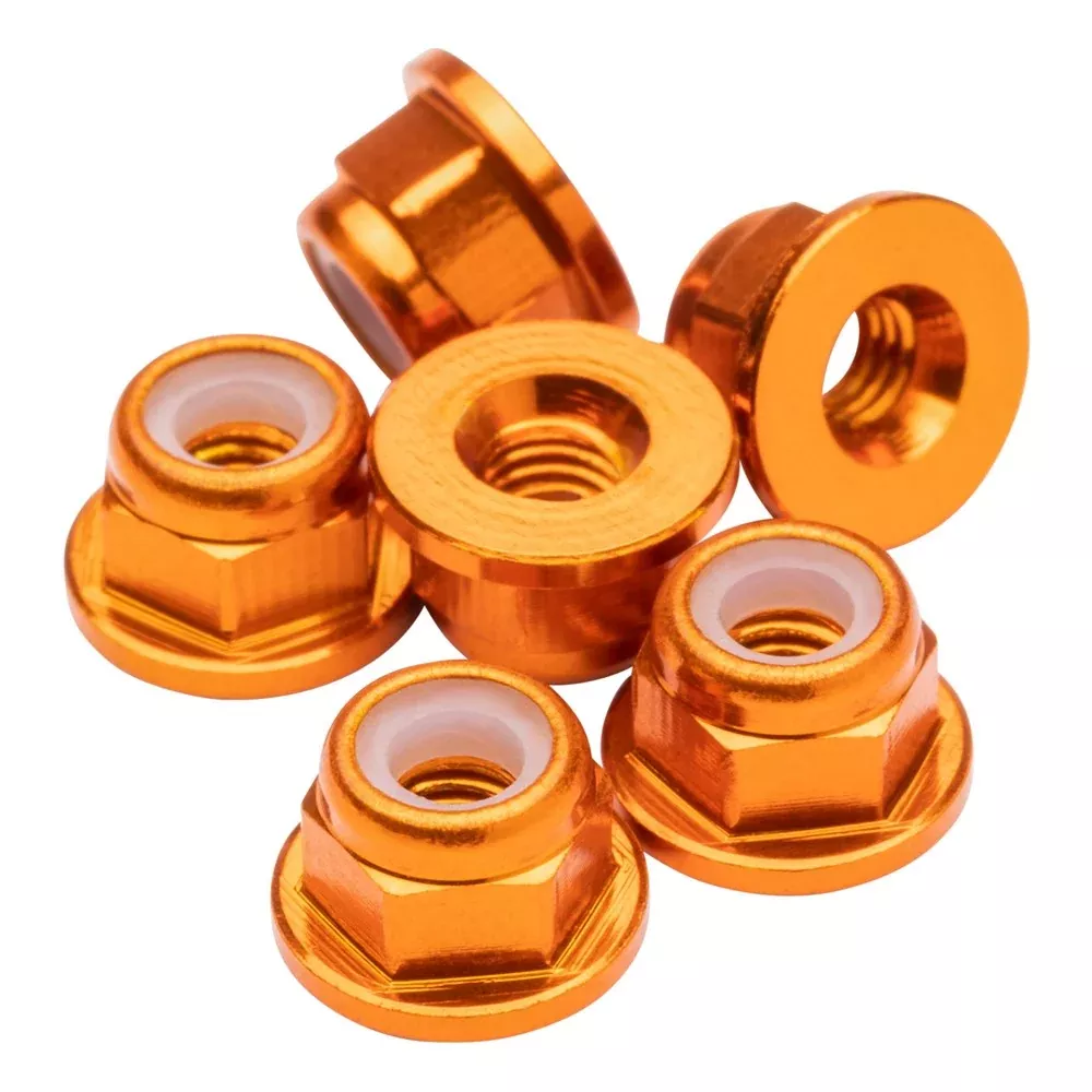 1up Racing Premium Aluminum Locknuts M3 Flanged – Orange