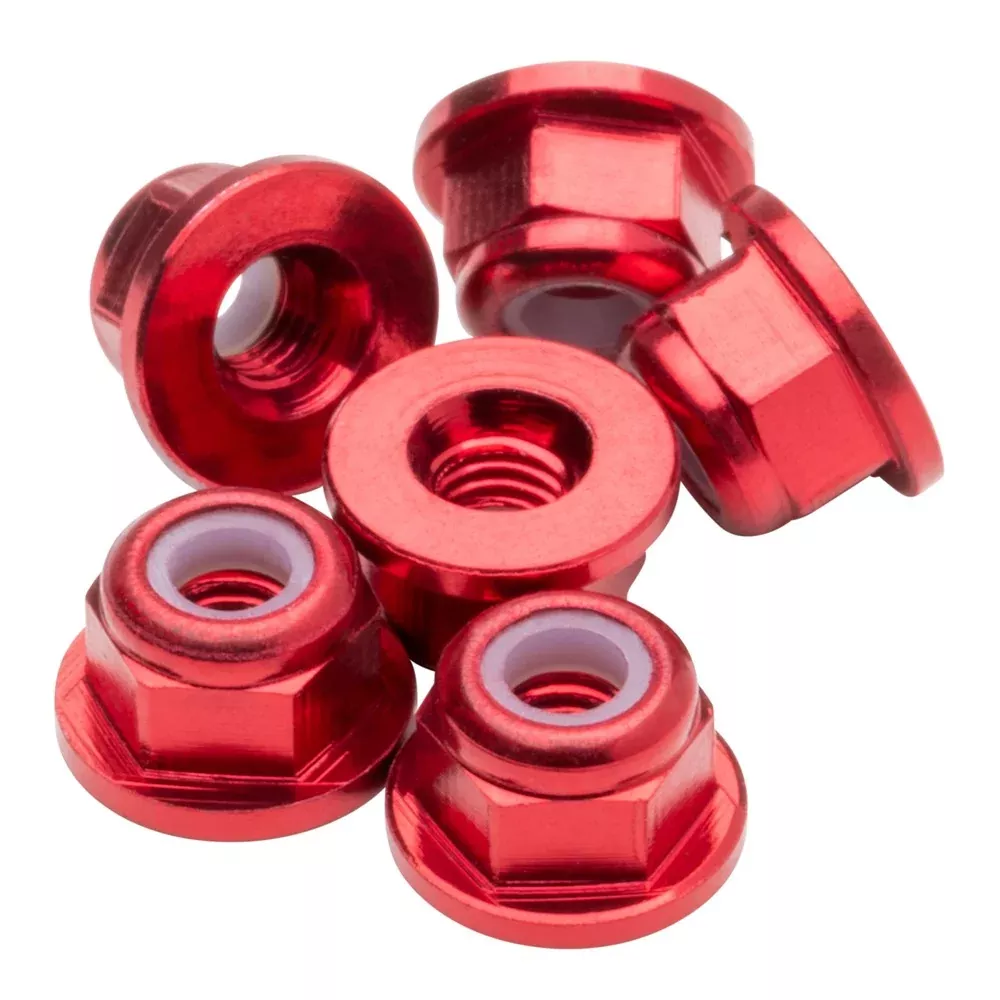 1up Racing Premium Aluminum Locknuts M3 Flanged – Red