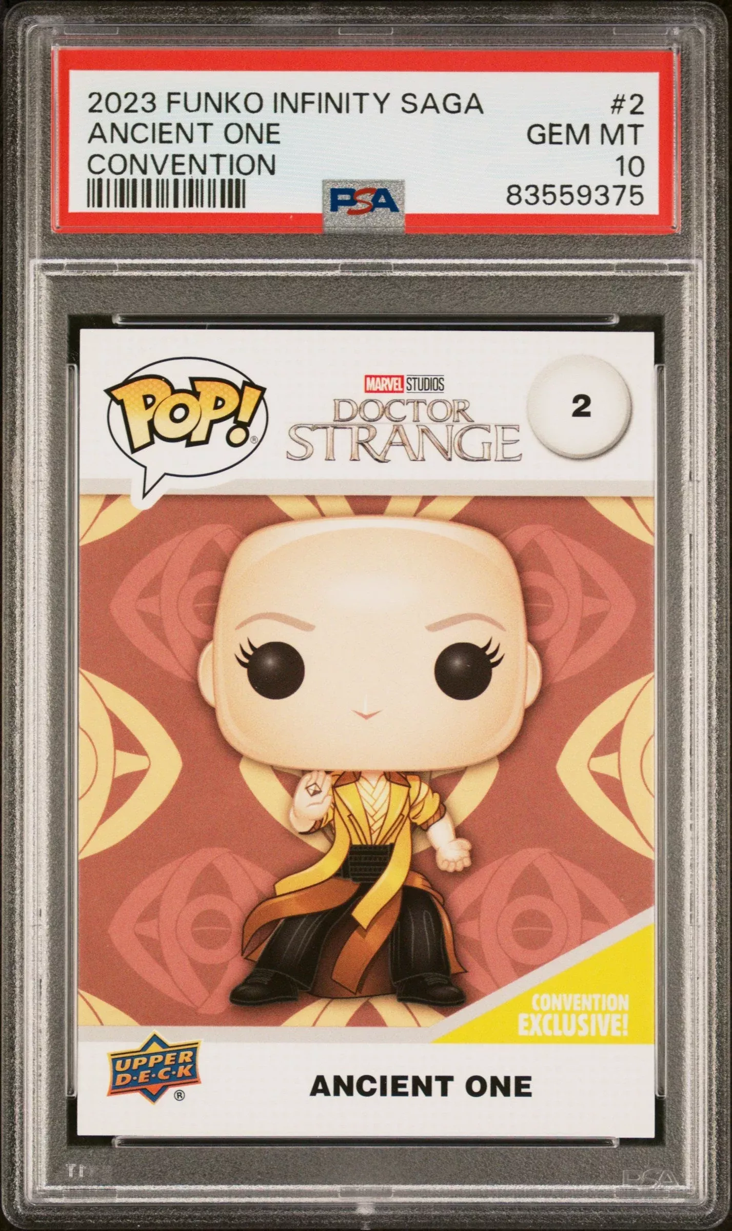2023 UPPER DECK FUNKO POP MARVELANCIENT ONE CONVENTION #2PSA 10