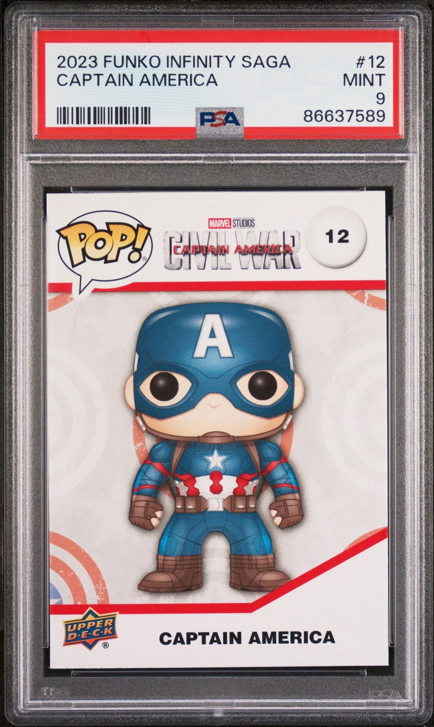 2023 UPPER DECK FUNKO POP MARVELCAPTAIN AMERICA#12PSA 9
