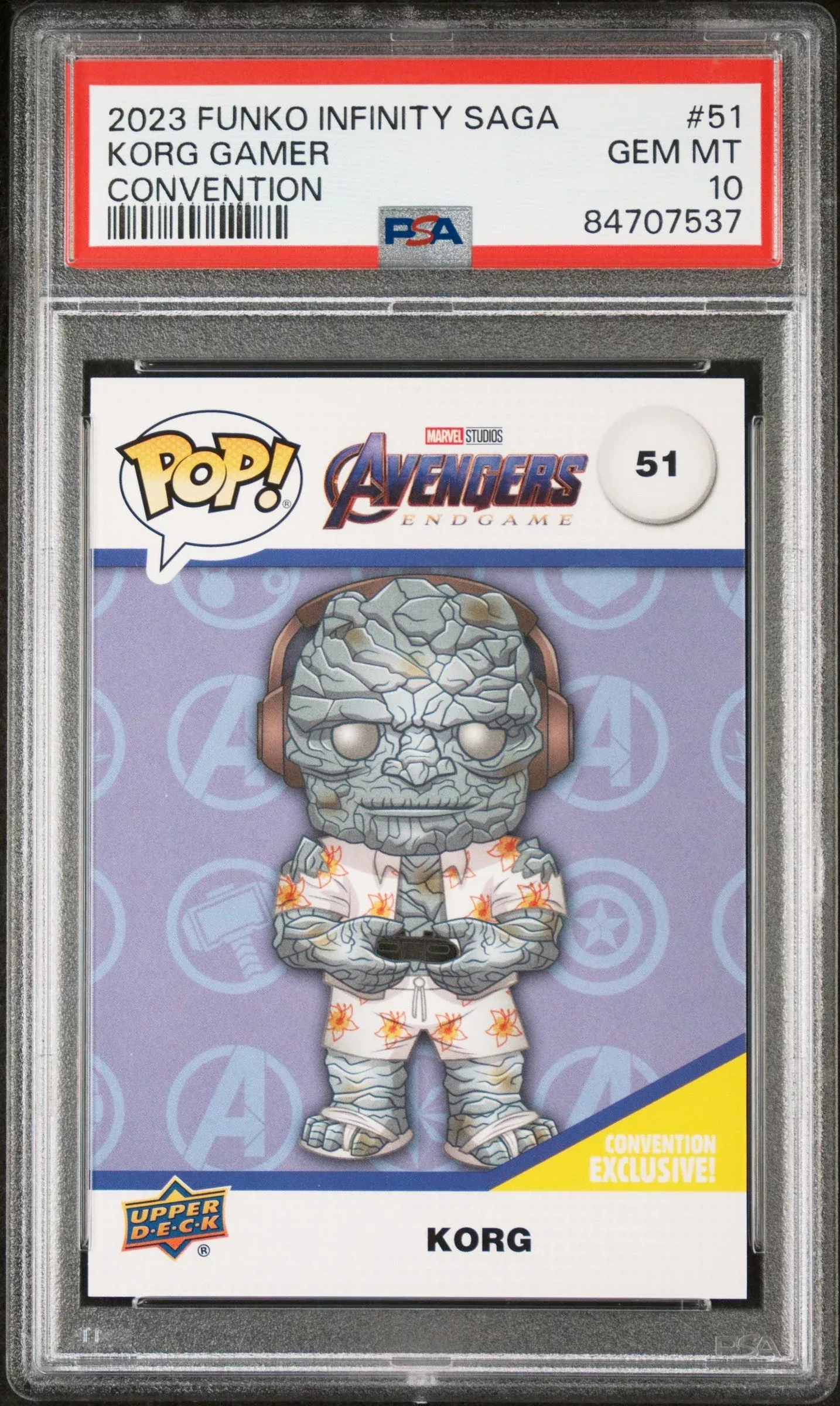 2023 UPPER DECK FUNKO POP MARVELKORG GAMER CONVENTION #51PSA 10