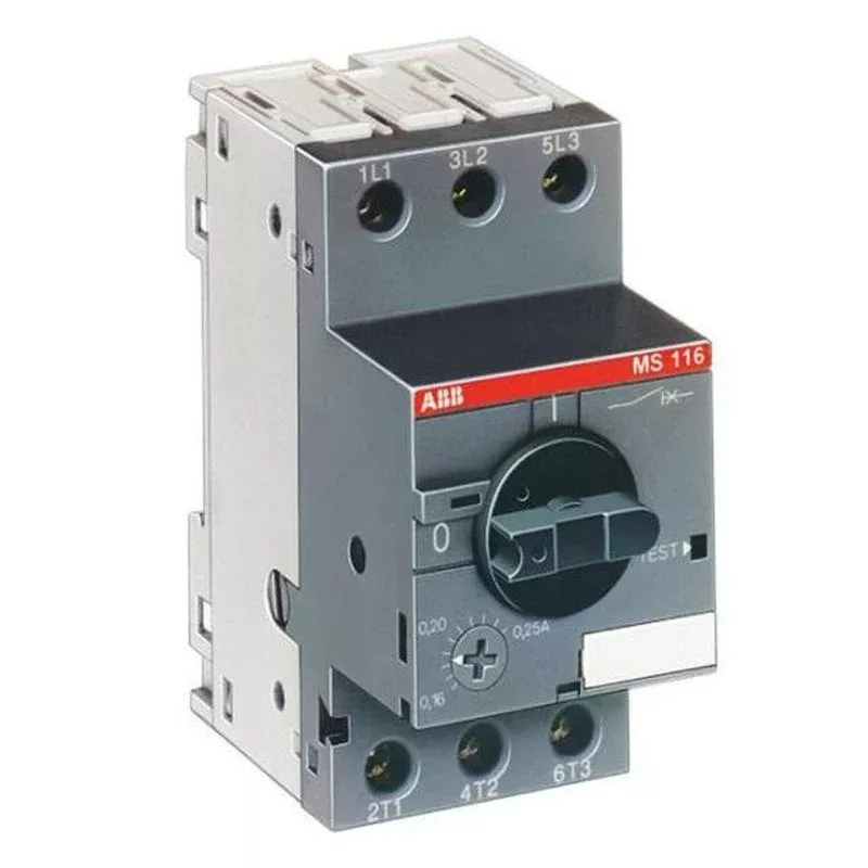 4.00 – 6.30 FLA. Manuel Motor Protector, MS116, Trip Class 10, 600VAC Rated By ABB MS116-6.3