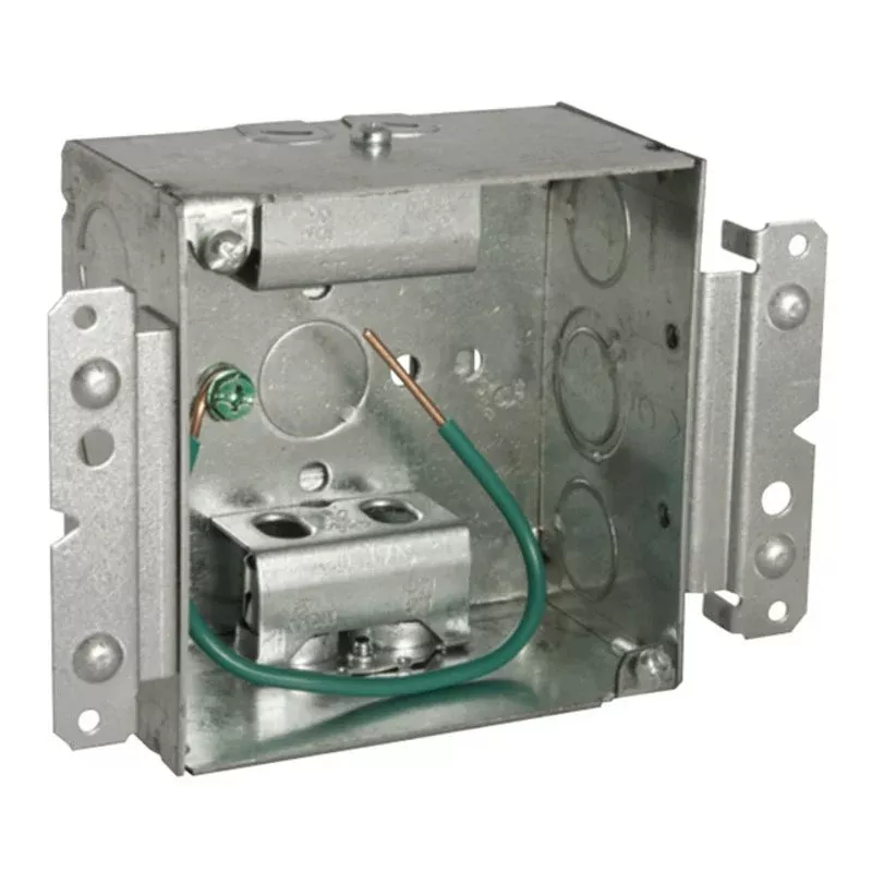 4" Square Box, Welded, Metallic, 2-1/8" Deep, AC/MC Clamps By Hubbell-Raco 248MS