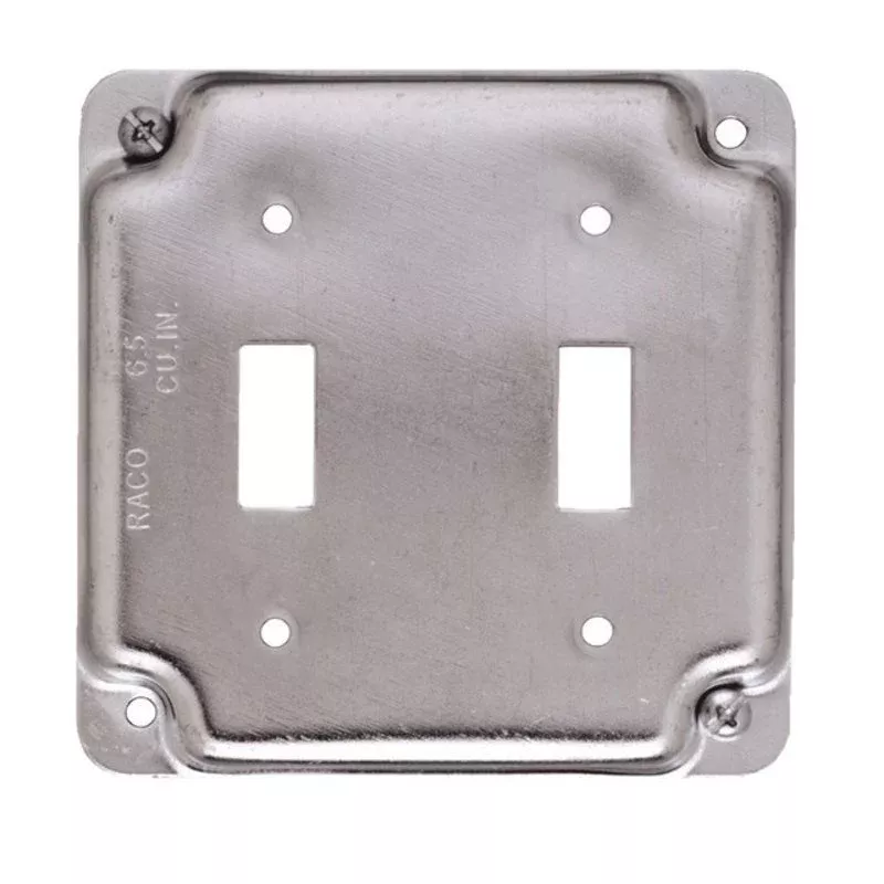 4″ Square Exposed Work Cover, (2) Toggle Switch By Hubbell-Raco 803C