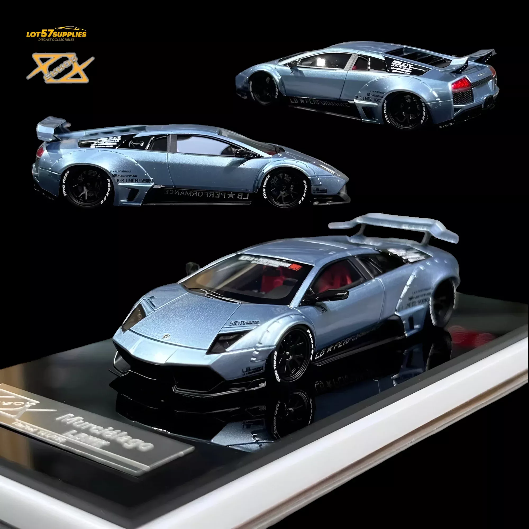 404ERROR Lamborghini Murcielago LBWK Ice Blue Low Spoiler 1:64