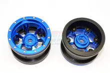 ALUMINIUM 6 POLES BEADLOCK & NYLON WHEELS FRAME FOR 2.2' TIRE (USE WITH 12MM HEX) - 1PR Blue