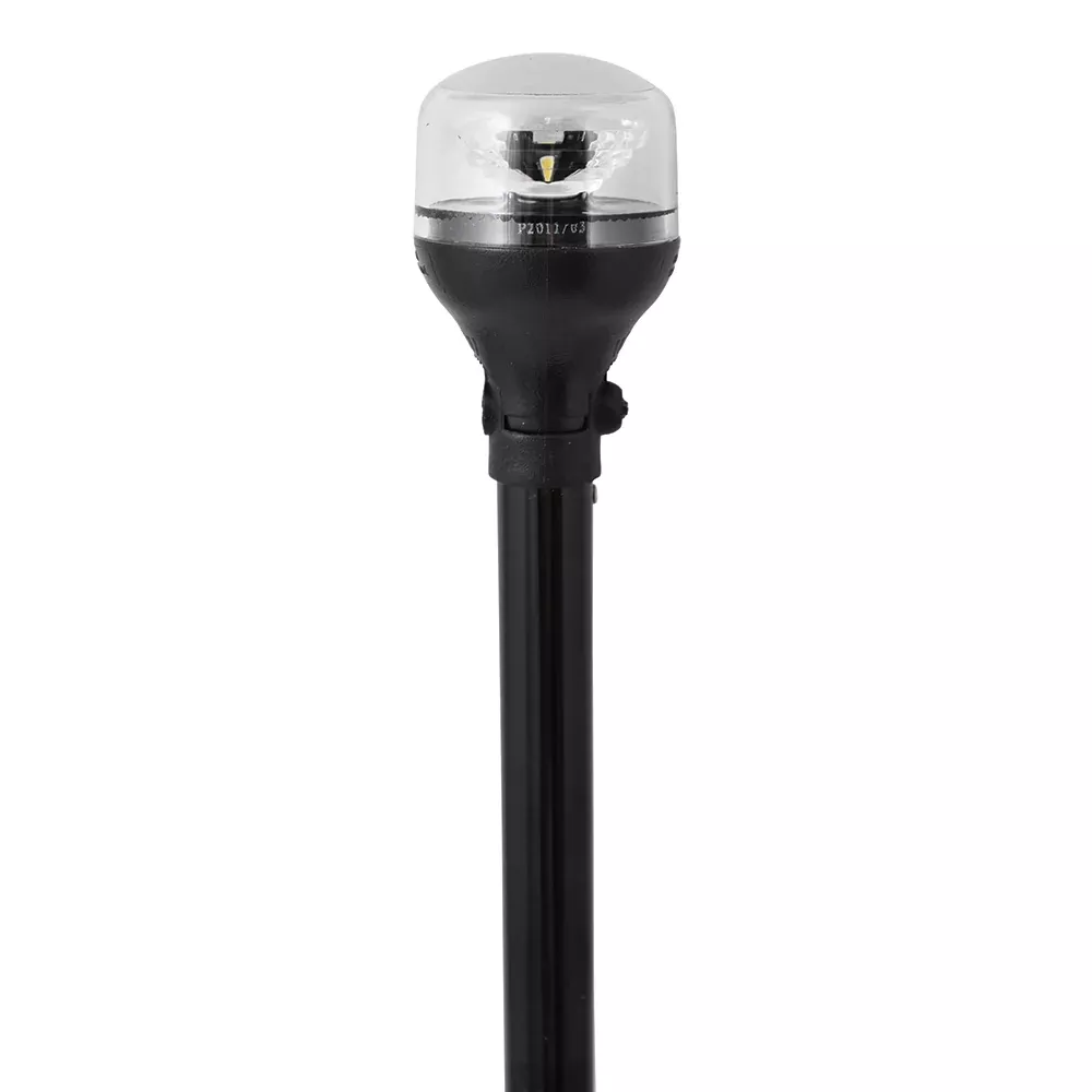 Attwood LightArmor All-Around Light – 12″ Black Pole – Black Horizontal Composite Base w/Adapter [5558-P12A7]
