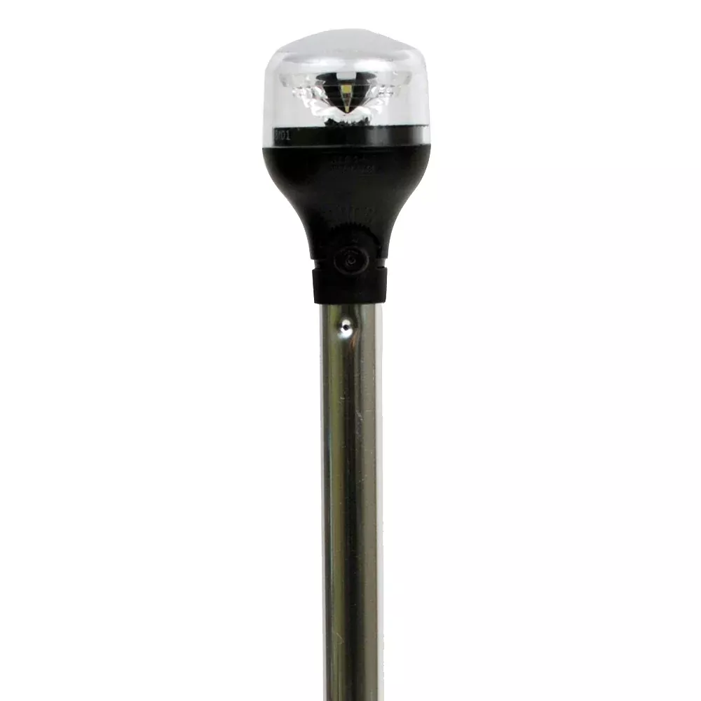 Attwood LightArmor Plug-In All-Around Light – 20″ Aluminum Pole – Black Horizontal Composite Base w/Adapter [5550-PA20-7]