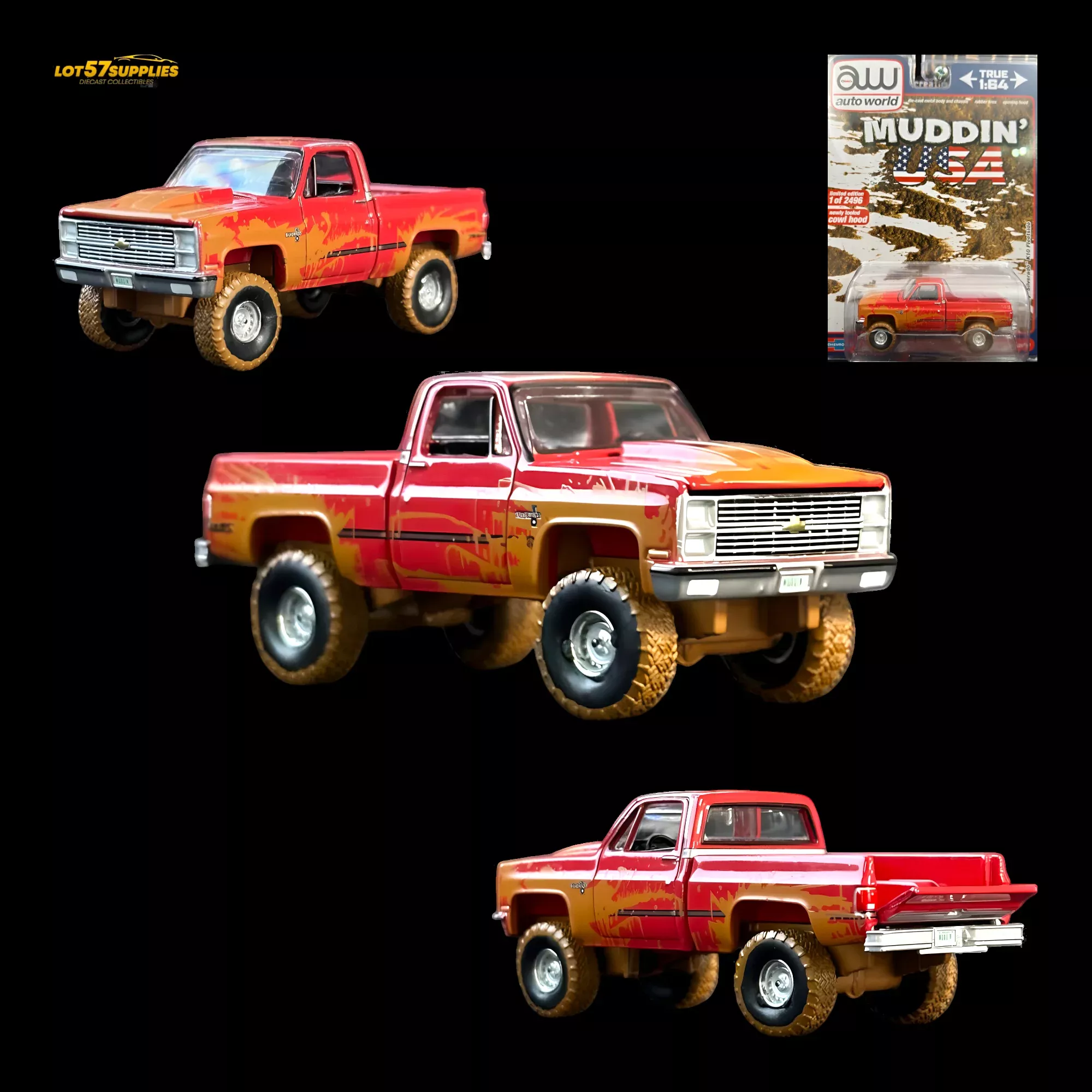 Auto World 1983 Chevrolet Silverado K10 4×4 Muddy Lifted 1:64