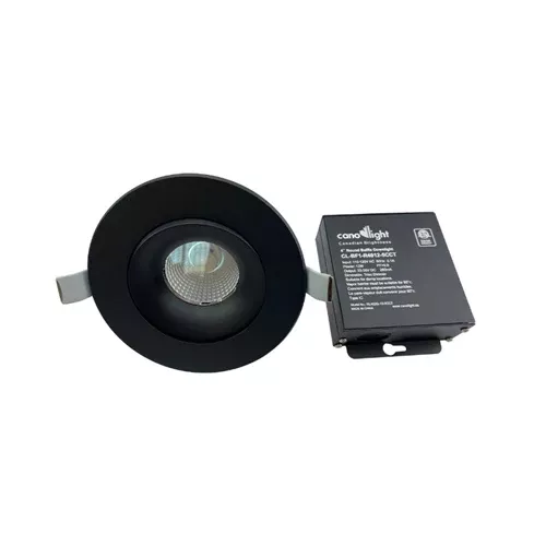 Canolight CL-BF1-R4012-5CCT-BL, 4'' Round Baffle Downlight, 12W, 1000 Lumens, 5CCT Adjustable, 120-277 VAC, Triac Dimmable, 38° Beam Angle, Black Body