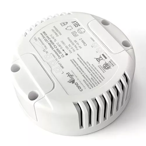 Canolight CL-DDR-CV-60W-24V-DIM, Class 2 Constant Voltage Disk LED Driver, 60W,Input 90-130VAC, Output 24VDC, Triac Dimmable, IP20