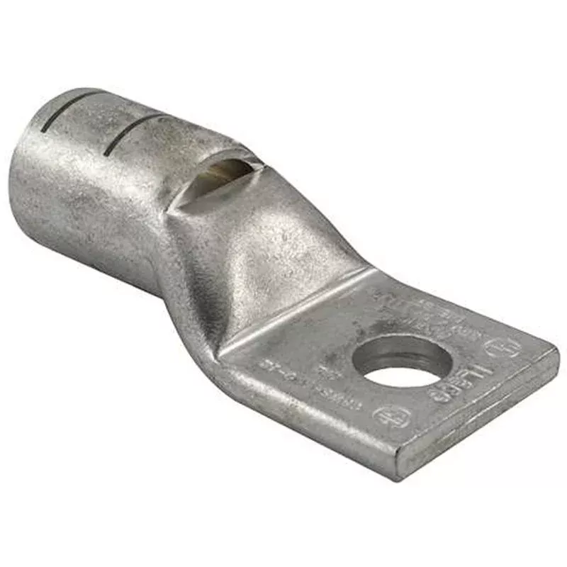 Compression Lug, 1-Hole, Copper, 4 AWG, 3/8" Stud Size, Gray By Penn-Union BLU4S2