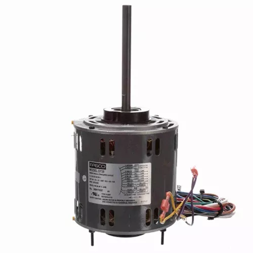 Fasco FA-D728, 5.6'' Direct Drive Blower Motor, Sleeve Bearing, PSC Type, 3/4-1/2-1/3 HP, 3 Speeds, 1075 RPM, 115 Volt, 10.5/6.9/4.8 Amps, Reversible Rotation, 1/2''x6'' Shaft