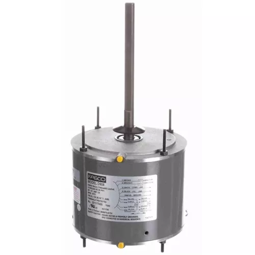 Fasco FA-D908, 5.6'' Condenser Fan Motor, PSC Type, Totally Enclosed, 1/3 HP, 208-230 Volts, 1/1075 Spd/RPM, 2.4 Amps, Reversible Rotation, Sleeve Bearing, 1/2''x6-1/2'' Shaft