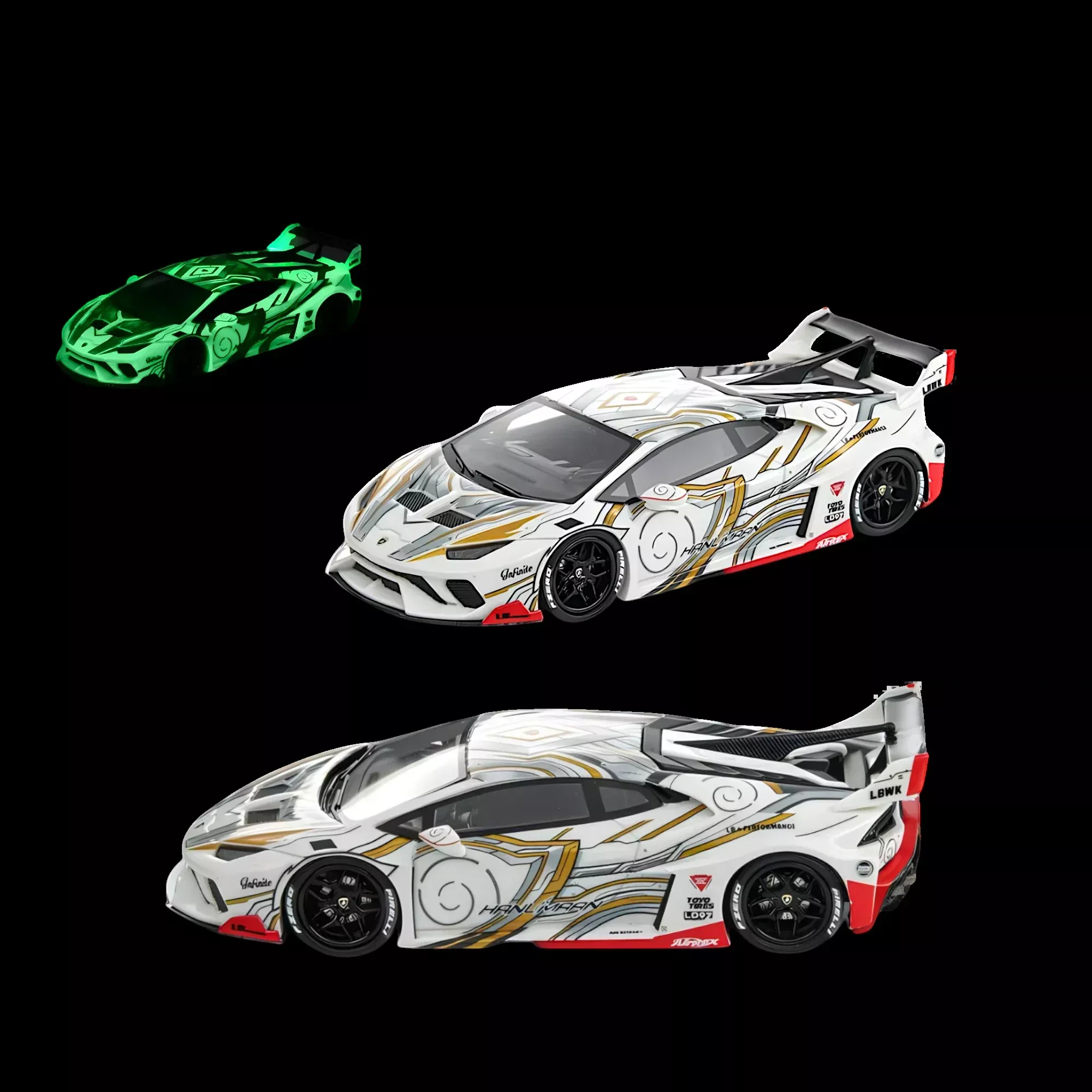 Flame Lamborghini Huracan GT LP610 White Gray – Glow in dark 1:64