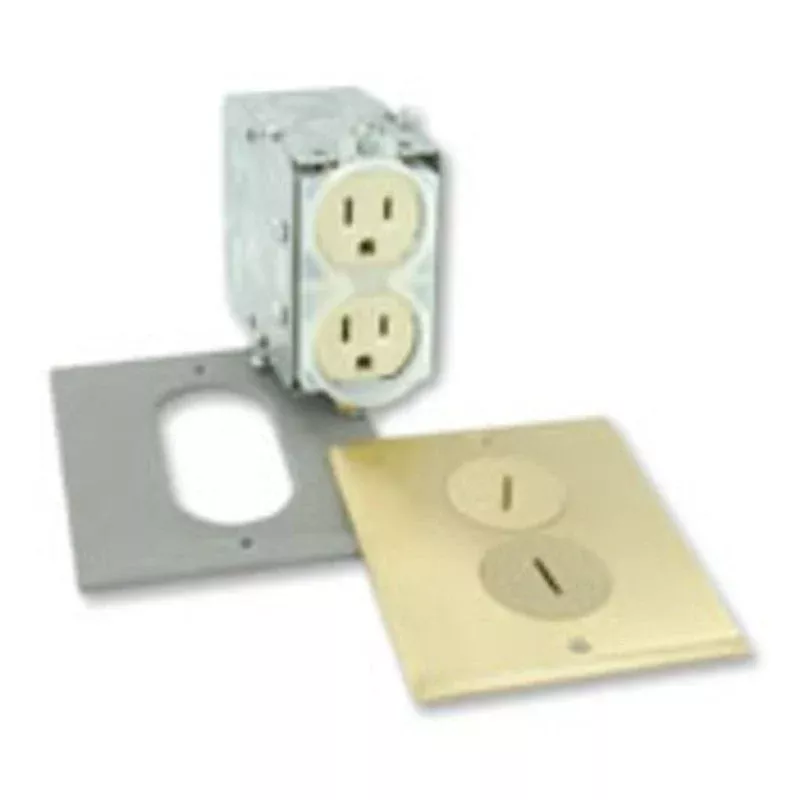 Floor Box Assembly, Includes Duplex Receptacle, Brass Floor Plate By Leviton 25249-FBA
