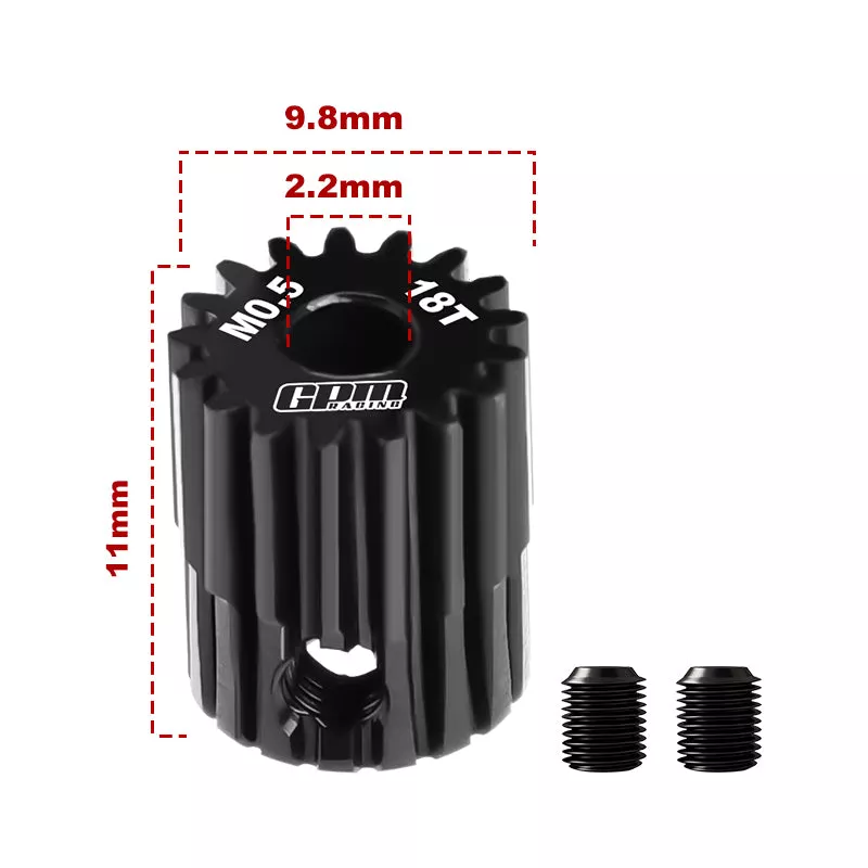 GPM RACING,ACCESSORIES 40Cr STEEL MOTOR GEAR 18T（MODULE:0.5MM,MOTOR TOOTH DIAMETER:3.175MM） MG318T/0.5M