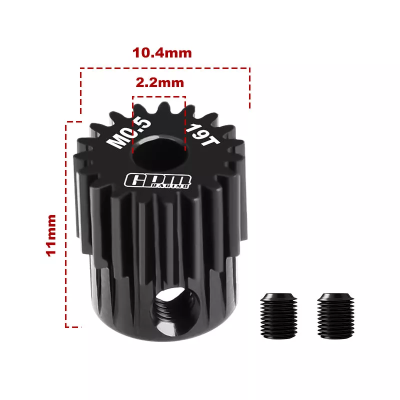 GPM RACING,ACCESSORIES 40Cr STEEL MOTOR GEAR 19T（MODULE:0.5MM,MOTOR TOOTH DIAMETER:2.2MM） MG219T/0.5M