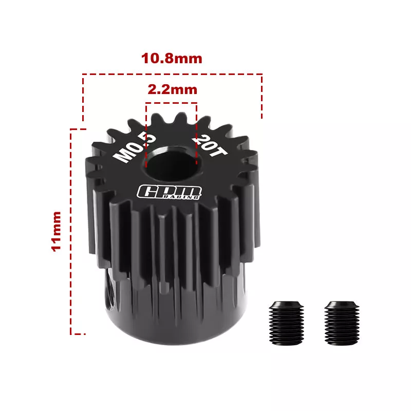 GPM RACING,ACCESSORIES 40Cr STEEL MOTOR GEAR 20T(MODULE:0.5MM,MOTOR TOOTH DIAMETER:3.175MM) MG320T/0.5M
