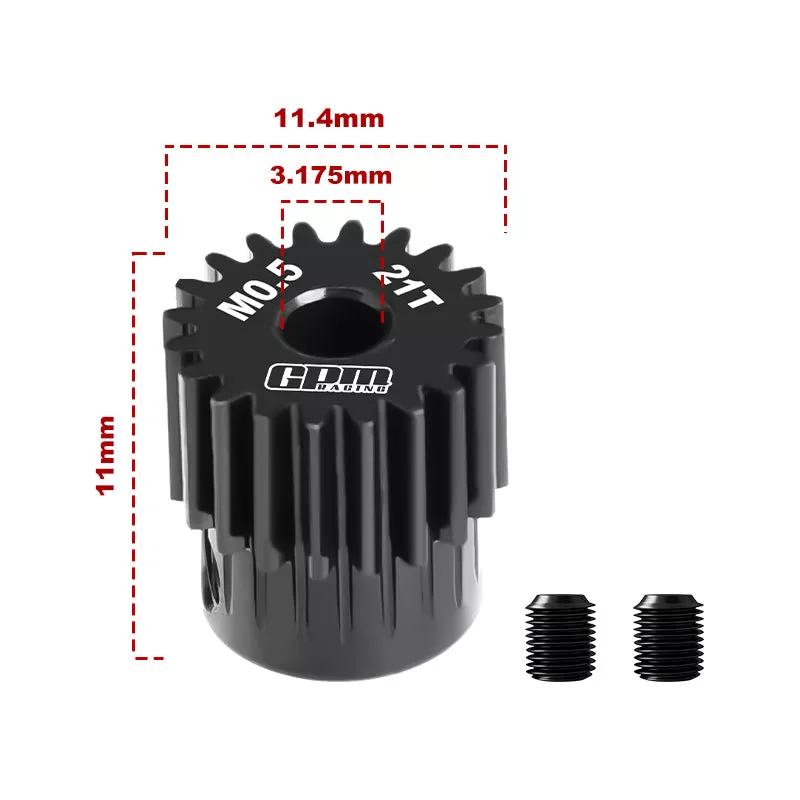 GPM RACING,ACCESSORIES 40Cr STEEL MOTOR GEAR 21T(MODULE:0.5MM,MOTOR TOOTH DIAMETER:3.175MM) MG321T/0.5M