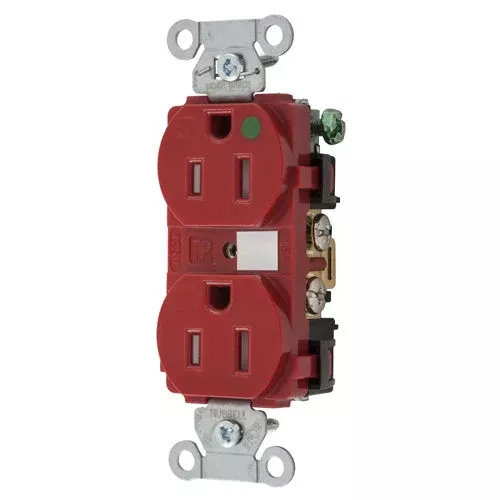 Hubbell-PRO Extra Heavy Duty Hospital Grade Receptacles, Duplex, Tamper Resistant, Smooth Nylon Face, Back And Side Wired, 15A 125V, 5-15R, 2-Pole 3-Wire Grounding, White, 8200WTRA
