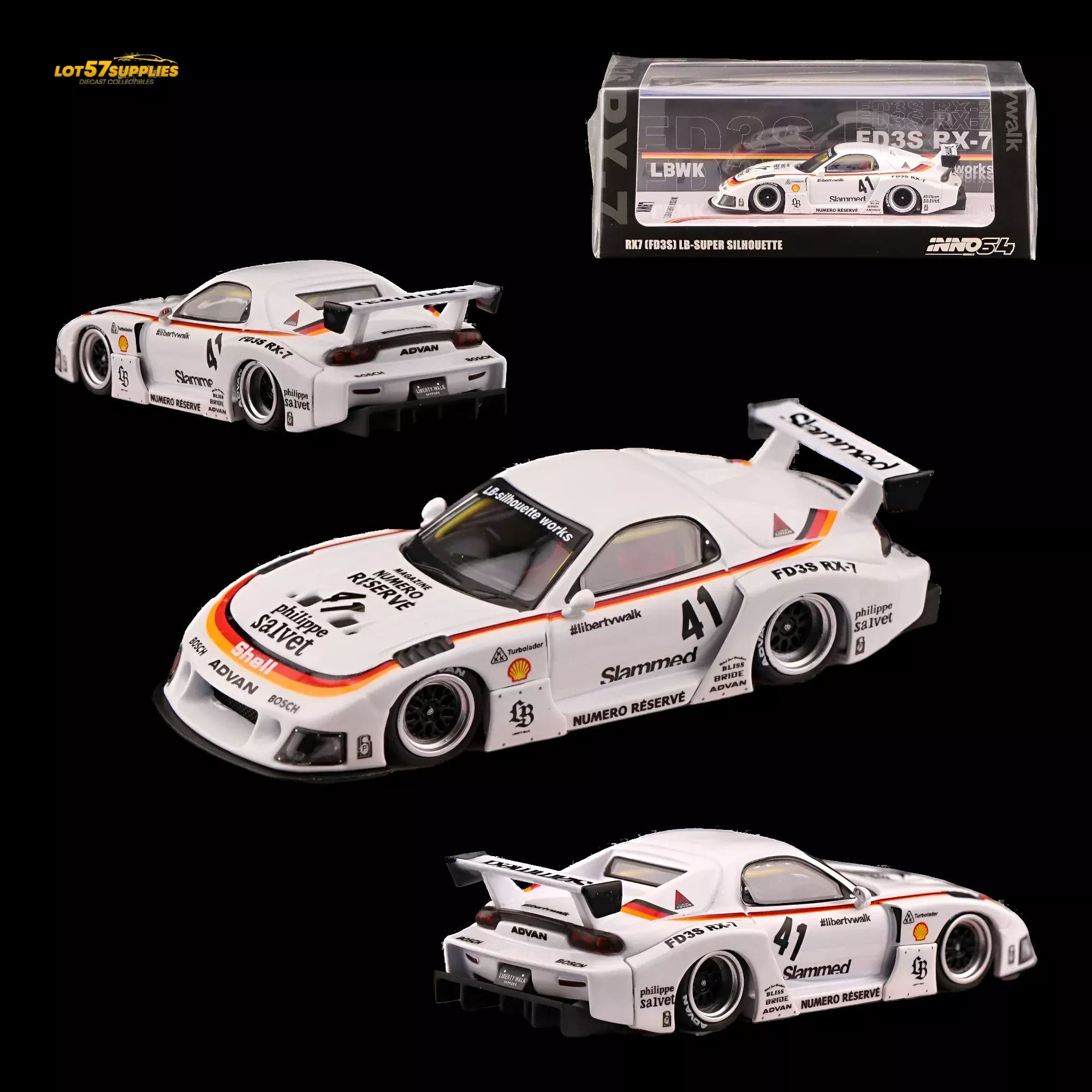 INNO64 Mazda RX-7 LBWK White 1:64