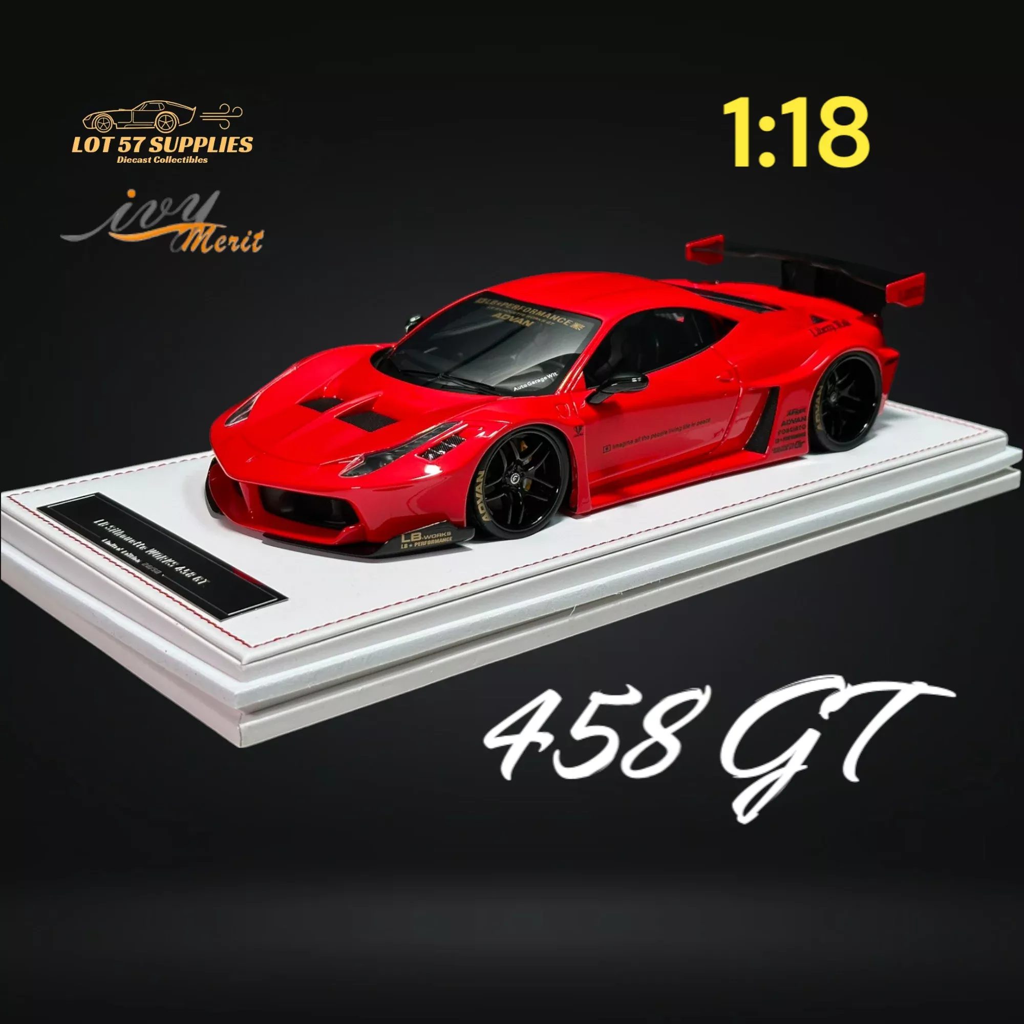 IVY MERIT Ferrari 458 GT Rosso Red LBWK 1:18