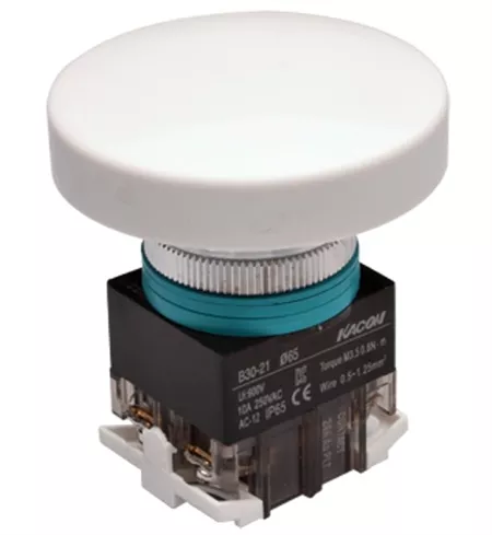 Kacon B30-21W-N65 65 mm Momentary Push Button, White, Mushroom Head