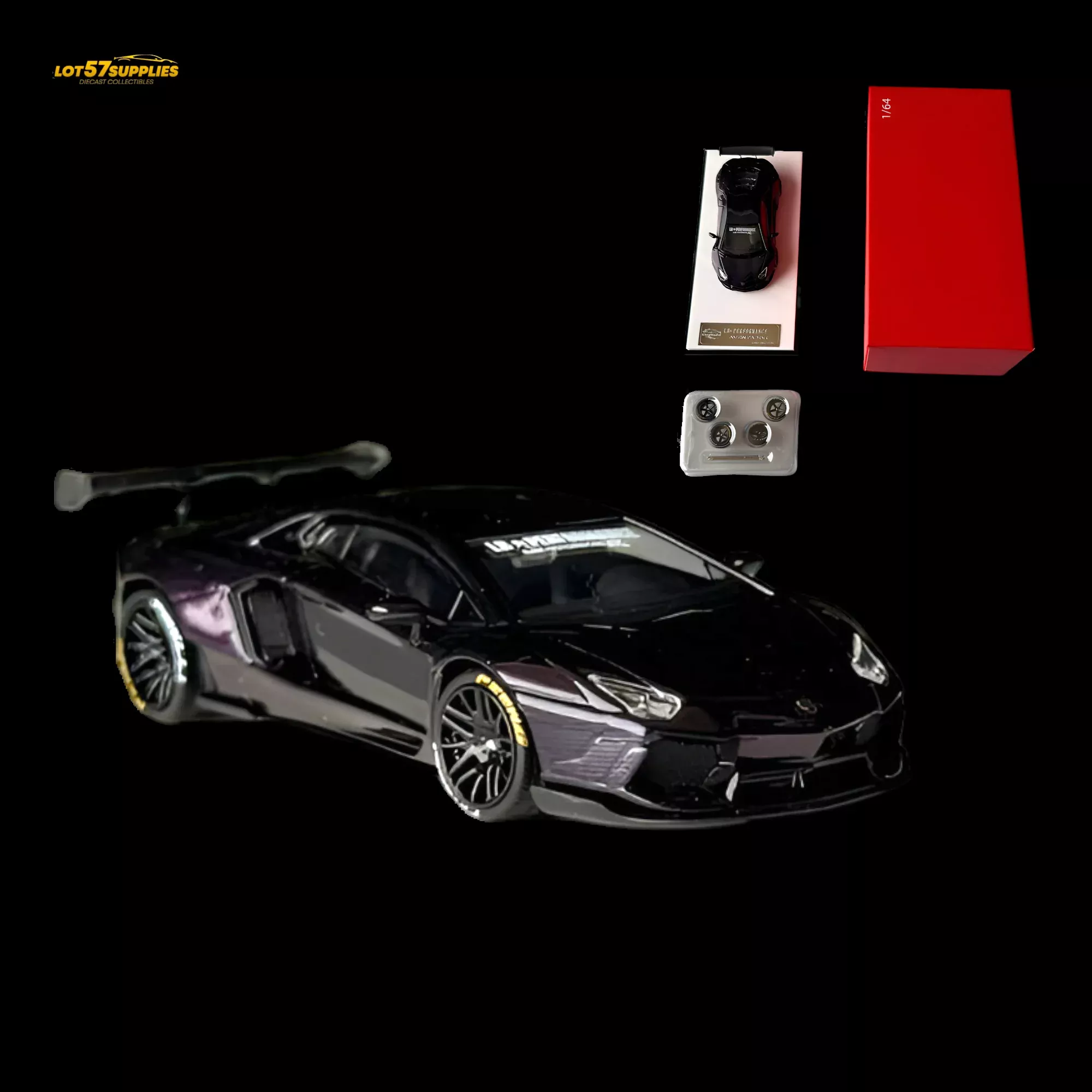 King Model Lamborghini Aventador LP700-4 Purple Carbon Fiber 1:64