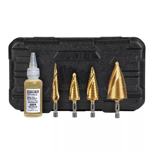 Klein Tools 25950, Step Bit Kit, Spiral Double-Fluted, VACO, 4-Piece