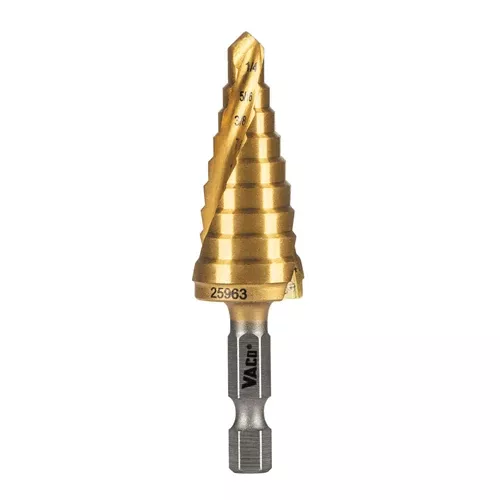 Klein Tools 25963, 9-Step Drill Bit, Double-Fluted, 1/4-Inch to 3/4-Inch