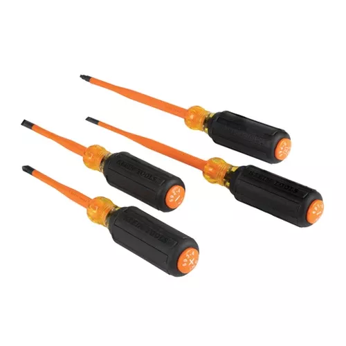 Klein Tools 33734INS, Screwdriver Set, Slim-Tip Insulated Phillips, Cabinet, Square, 4-Piece