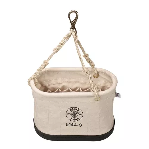 Klein Tools 5144S, Canvas Bucket, 15-Pocket Oval Bucket with Swivel Snap
