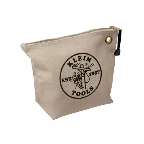 Klein Tools 5539NAT, Zipper Bag, Canvas Tool Pouch, 10-Inch, Natural