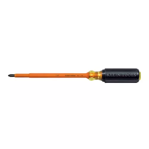Klein Tools 6037INS, Insulated Screwdriver, #2 Phillips, 7-Inch Round Shank