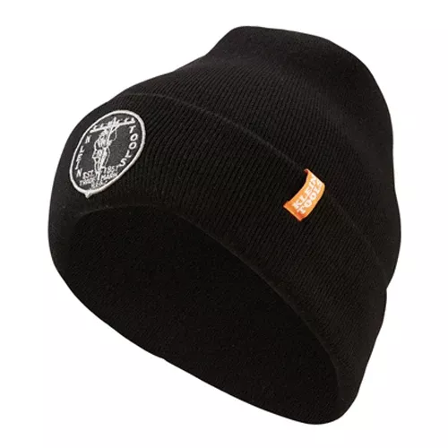 Klein Tools 60388, Heavy Knit Hat, Black, Vintage Patch Logo