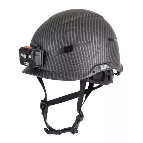 Klein Tools 60515, Safety Helmet, Premium KARBN™ Pattern, Non-Vented, Class E, Headlamp