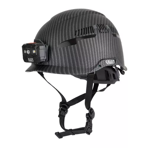 Klein Tools 60517, Safety Helmet, Premium KARBN™ Pattern, Vented, Class C, Headlamp