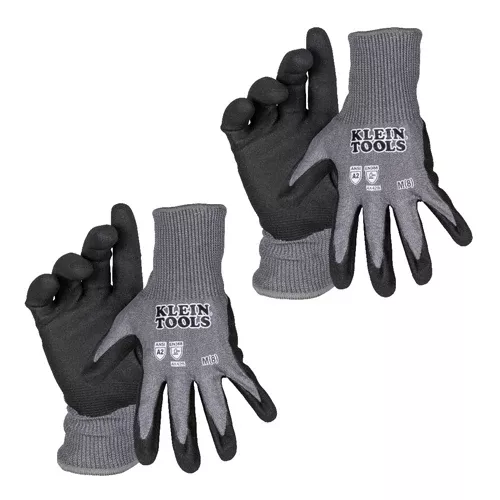 Klein Tools 60583, Knit Dipped Gloves, Cut Level A2, Touchscreen, Small, 2-Pair