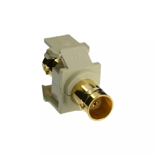 Leviton 40832-BI, BNC Feedthrough Quickport AV Connector, Gold-Plated, 50 Ohm, Ivory Housing