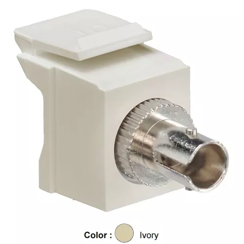 Leviton 41084-SIZ, QuickPort ST Fiber Optic Adapter, Single-Mode, Zirconia Ceramic Sleeve, Ivory