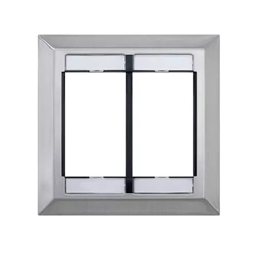 Leviton 41290-DMS, Multimedia Outlet System (MOS) Wallplate with ID Windows, Dual-Gang, Stainless Steel