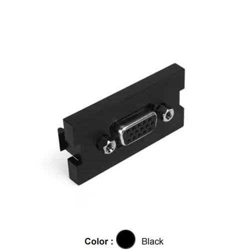 Leviton 41293-HDE, VGA HD15 Feedthrough Multimedia Outlet System (MOS) Module, Black