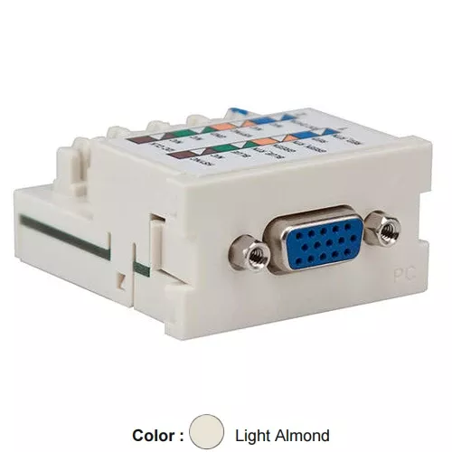 Leviton 41295-VPT, VGA PC Multimedia Outlet System (MOS) Module, 110-Style Termination, Light Almond