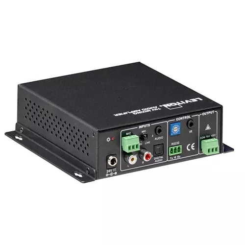 Leviton 41920-A70, 70 Volt Mixing Audio Amplifier, Includes Power Adapter (24VDC)