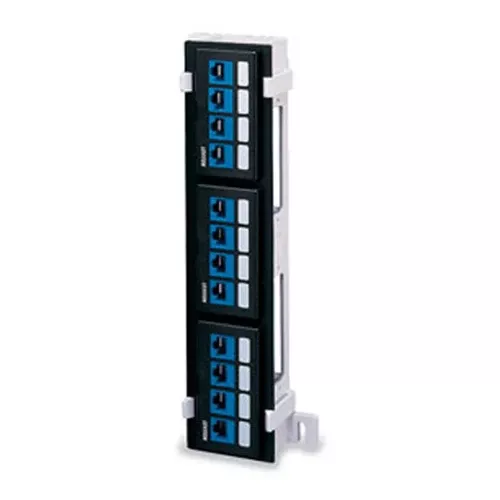 Leviton 49255-Q89, 12-Port Flat Quickport Patch Block, Mounting Bracket Sold Separately, Black