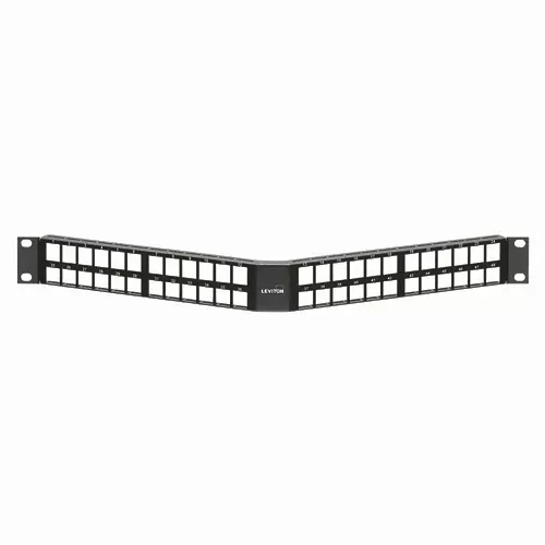 Leviton 49256-D48, Angled Quickport Patch Panel, 48-Port, 1RU, Black