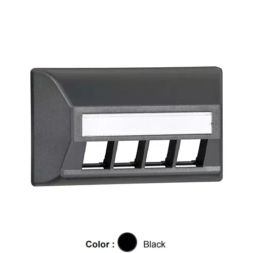 Leviton 49910-UE4, Quickport Angled Modular Furniture Faceplate, 4-Port, Black